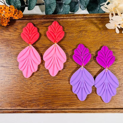 Xaekicr Polymer Clay Cutters Leaf & Feather Shapes – 2 Sizes Clay Earring Cutters for Polymer Clay Jewelry, Molds and Tools for DIY Dangle Earrings