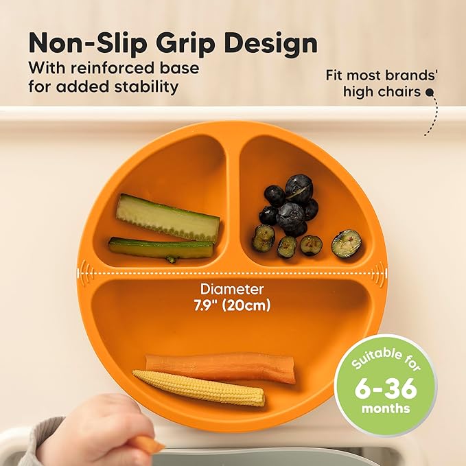 KeaBabies Suction Plates for Baby, Toddler - 3-Pack 100% Silicone Toddler Plates, Divided Baby Plates with Suction, Silicone Plates for Baby, Kids, BPA-Free, Microwave, Dishwasher Safe (Kea)