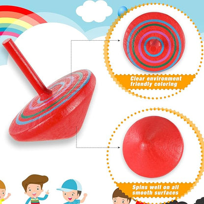 Aoriher Wood Spinning Tops for Kids, Colorful Wooden Gyroscopes Toy, Educational Kindergarten Toys, Rainbow Spin Tops for Games Party Favors Birthday Gifts(100 Pieces)