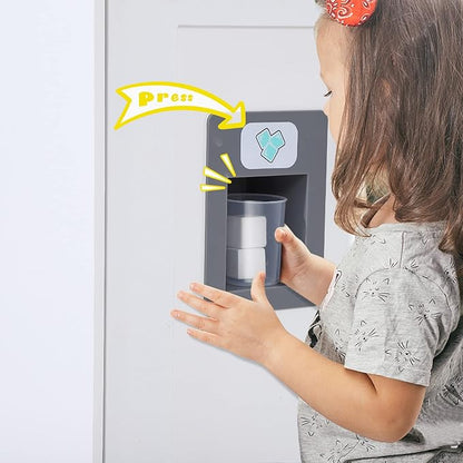 Grey Wooden Play Kitchen Set, Kitchen Playset with Cookware Accessories, Microwave, Oven, Sink, Real Lights & Sounds - Perfect for Chef Pretend Play