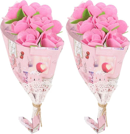 Beavorty 2 Sets Bouquet Material Package DIY Fabric Bouquet Arts and Crafts for Kids Flower Crafts for Kids Make Your Own Flowers Fabric Flower Bouquet Kid Toy Non-woven Child Props Unique