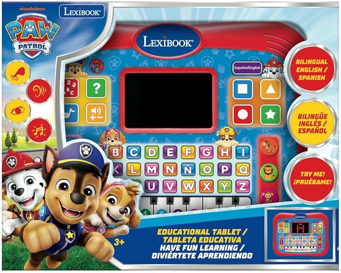 LEXiBOOK, Bilingual Talking Tablet Paw Patrol with Touch Keys, Red Blue, JCPAD007PAi2