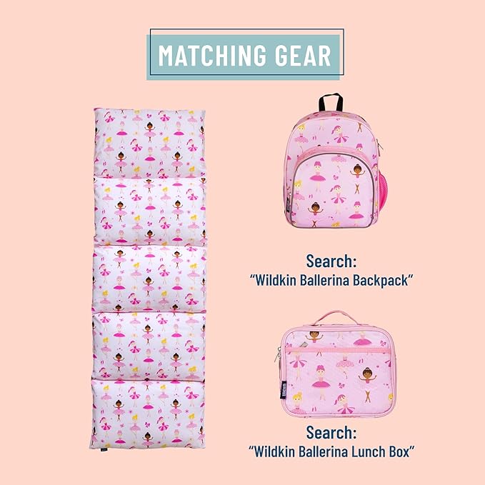 Wildkin Kids Floor Lounger: Ideal for Boys and Girls, Travel-Friendly, Perfect for Sleepovers - Pillow Lounger for Kids, Requires Standard Size Pillows Not Included (Ballerina)