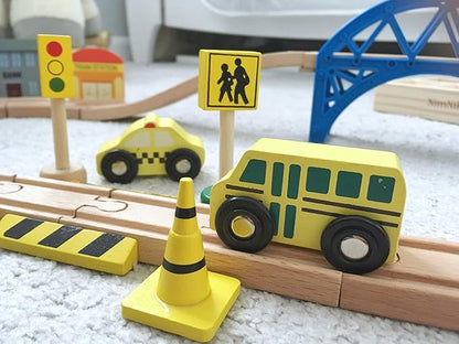 NIMNIK Wooden Cars for Toddlers Bus Engine Emergency Vehicles | Small Cars, Mini Transportation Vehicles | Educational Toy for Early Learning for 3-10 Year Olds