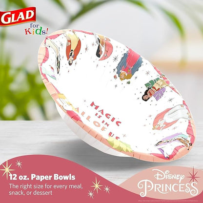 Glad for Kids Disney Princess Magic is in All of Us 12oz Paper Bowls| Disney Princess Paper Bowls, Kids Bowls| Kid-Friendly Paper Bowls for Everyday Use, 12oz Paper Bowls, 24 Count - 10 Pack
