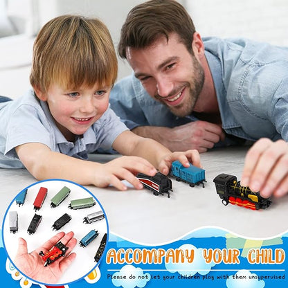 Hanaive 3 Sets Train Toys Mini Simulation Steam Toys Small Retro Steam Train Model Pull Back Set Diecast Locomotive Model Set for Boys and Girls Gifts Birthday Party Favor School Reward Gifts