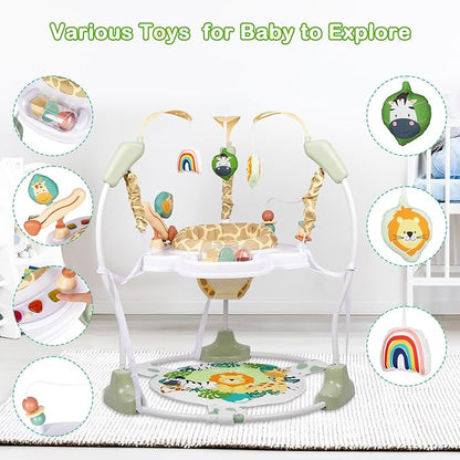 Baby Activity Center, Infant Jumpers and Bouncers with Music, Lights, Infant Toys, 360°Rotating Seat, 3 Adjustable Heights, Baby Play and Learning Center for 6+ Months