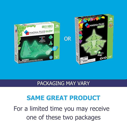 MAGNA-TILES Glow 16-Piece Magnetic Construction Set, The ORIGINAL Magnetic Building Brand