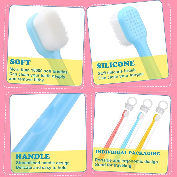 6 Pieces Kids Extra Soft Nano Toothbrush Children Bristles Children Micro Nano Manual Toothbrush Set with 20000 Bristles for Age 1 and Above Boys Girls Gum Protecting Cleaning(Fresh Style)