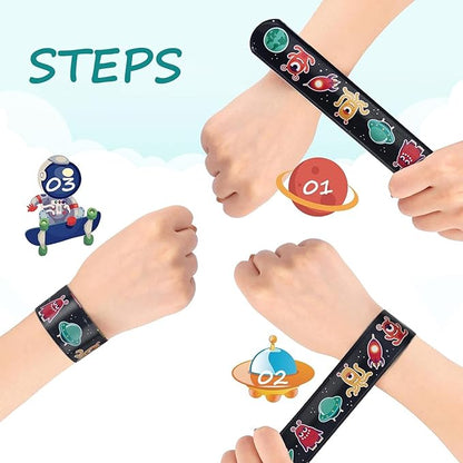 36 Pcs Space Slap Bracelets Party Favors, Wristbands with UFO Astronaut Space Stars Pattern Party Favors Supplies for kids&teens Gifts Teacher Classroom School Favors Prizes