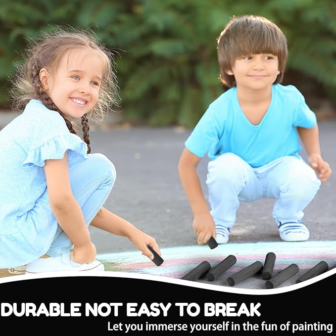 Fulmoon 40 Pcs Jumbo Sidewalk Chalk for Kids Outdoor Art Non Toxic Large Washable Street Chalk for Adults Drawing Painting Graffiti Classroom(Black,Round Style)