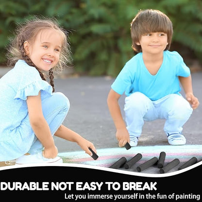Fulmoon 40 Pcs Jumbo Sidewalk Chalk for Kids Outdoor Art Non Toxic Large Washable Street Chalk for Adults Drawing Painting Graffiti Classroom(Black,Round Style)
