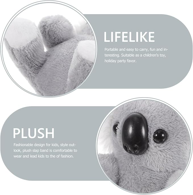 Abaodam Animal Slap Bracelet Koala Slap Bracelet Plush Stuffed Animal Hugger Snap Wrist Band for Kids Birthday Party Gifts