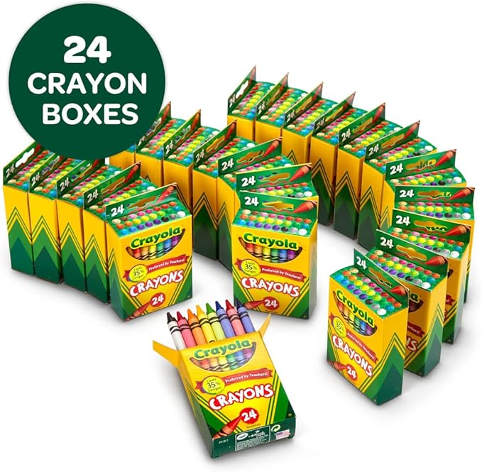 Crayola Crayons Bulk (24 Packs), Back to School Supplies for Preschool & Kindergarten, Bulk Crayons for Kids, Classroom Supplies