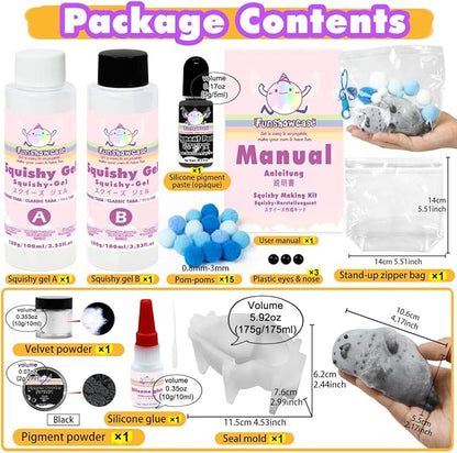 Taba DIY Squishy Maker Set – 3 Hamster & Seal Silicone Molds with A+B Liquid Gel, Pigments & Craft Accessories for Kawaii Animal Stress Relief Toys, Custom Fufu Plush Crafts & Gifts