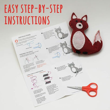 Woodland Animals Kids Sewing Kit, Educational Beginner Arts & Crafts Gift for Boys and Girls Ages 7 to 13 DIY Learn to Sew Embroidery