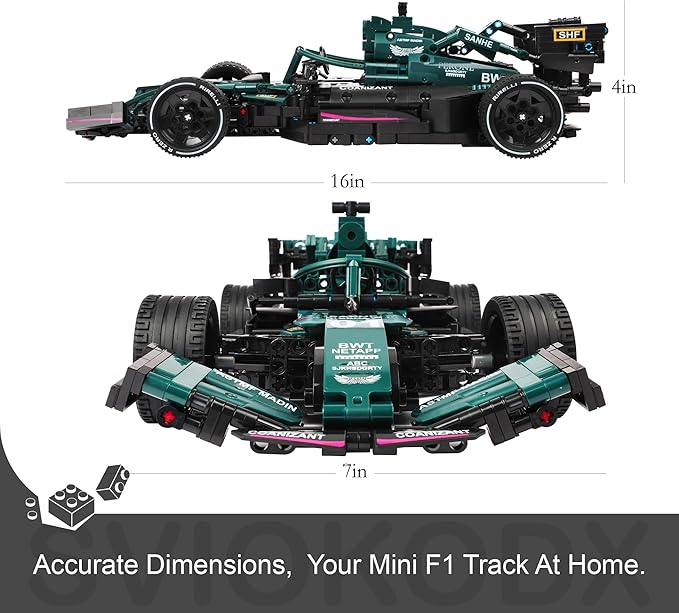 F1 Racing car technic Building Sets,Formula 1 Model Cars ，1：12 MOC Sports car Building Blocks,Collectible Kits for Kids 8+ and Adults （Green）(1089 Pieces Bricks)