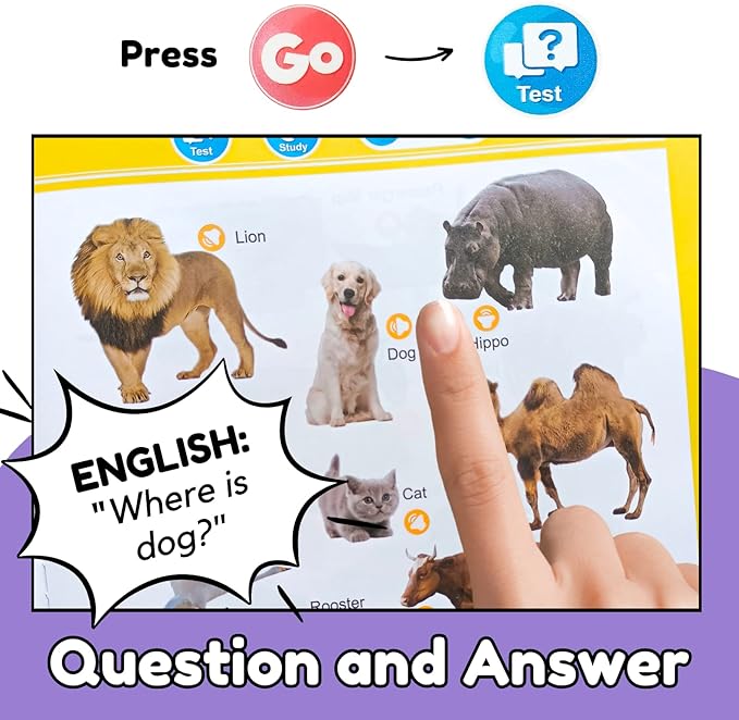 ZeenKind English Words Sound Book for Kids Toddlers 2,3,4,5,6 Years Old, 300+ Words Talking Interactive Audio Books for Early Learning English, and Educational Electronic Toy