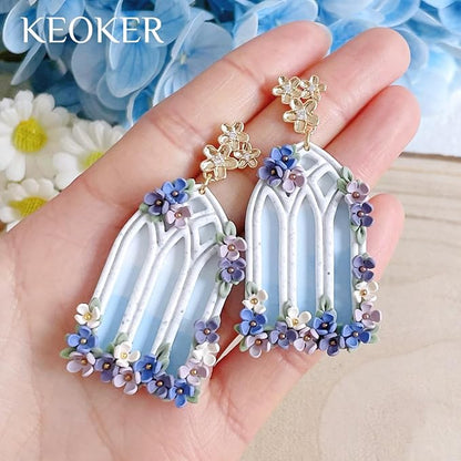 Keoker Gothic Window Clay Cutters, Frame Clay Cutters for Polymer Clay Jewelry, Cathedral Window Polymer Clay Cutters, Clay Earring Cutters, 10 Shapes Earring Cutters for Polymer Clay