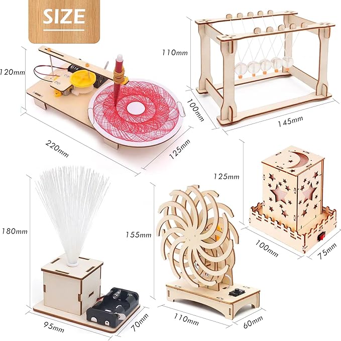 STEM Toys Wooden Building Kit for Kids Ages 8-12,Physics Science Wood Craft Set for Kids,DIY Science Building Projects for 6-8 with Hands-on Learning Activities-Educational Science Craft Model Kit