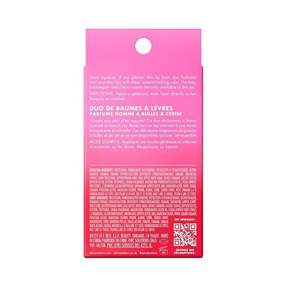 e.l.f. Squeeze Me More Lip Balm Duo, Moisturizing Balm For A Sheer Tint Of Color, Made With Hyaluronic Acid, Vegan & Cruelty-Free, Cherry & Bubblegum