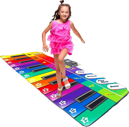 Play22 6 ft. Floor Piano Mat for Toddlers - Giant Piano Playmat, 24 Keys, 8 Musical Instruments, Adjustable Vol, Built in Songs, Record & Playback - Best Musical Toy Gift for Boys & Girls Ages 3-10