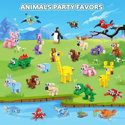 30 Packs Animal Party Favors for Kids, 810 PCS Mini Animal Building Block Toy Set for Goodie Bag Fillers Classroom Prizes Birthday Children's Day Christmas for Boys Girls Student Ages 6+