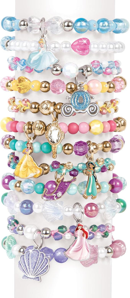 Make It Real: Disney Princess: Castle Style DIY Bracelet Kit - 332 pcs Jewelry Set, Create 12 Bracelets, 8 Exclusive Charms, Girls & Kids Ages 6+