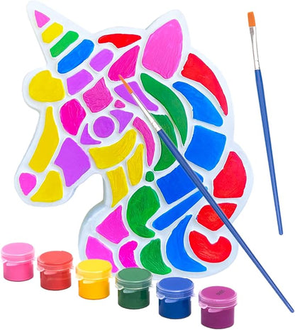 TOYLI Unicorn Painting Kit for Kids, Unicorn Art Set, Unicorn Project, DIY, Stepping Stone kit, Includes 2 Painting Brushes and 6 Paints Mess-Free, Kids Arts and Crafts