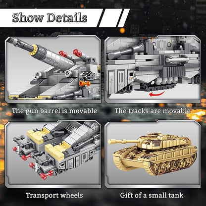 Military Dora Tank Toy Building Set, Compatible with Lego Military WW2 Classic Amry Building Block, Gift for Military Enthusiasts Kid 6-14 Years Old.