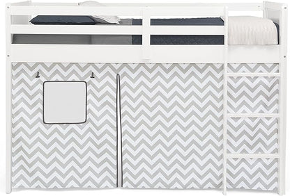 Delta Children Twin Loft Bed with Guardrail and Ladder + Tent [Bundle], White/Chevron
