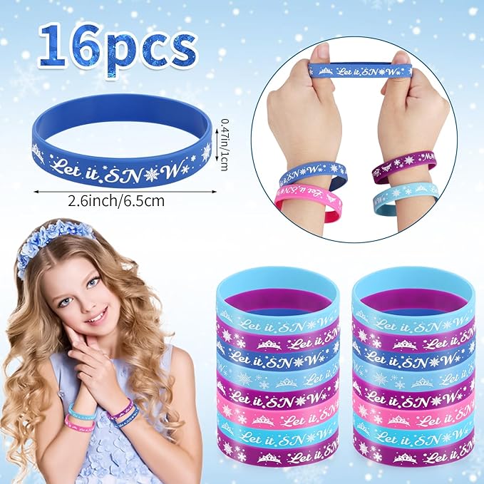 67 Pcs Frozen Party Favors Set, Winter Wonderland Birthday Supplies Party Favors Christmas Gifts for Girls Kids, Snow Theme Gift Set with Pens, Snowflake Gift Bag, Stamps Sticker for Gift