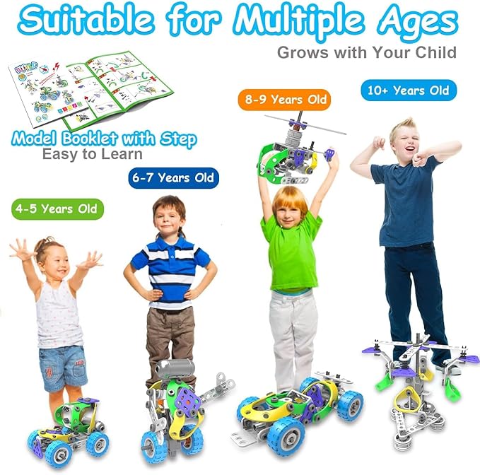 10 in 1 Electric STEM Toys for 5 6 7 8 9+ Year Old Boy Girl Birthday Gifts Educational Building Toys for Kids Ages 4-8 5-7 8-12 Stem Activities Construction Toy for Boys 6-8 8-10 Easter Idea Gift