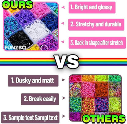 FUNZBO Rubber Band Bracelet kit - 9000+ Loom Bracelet Kit, 32 Colors Loom Bands for Bracelets Making Kit, Rubberband Bracelets Kit Toy for Toddlers Girls Christmas Birthday Gift