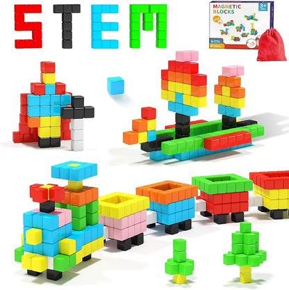 Hiwawind 40pcs Magnetic Blocks -Ideal Gifts for 3 4 5 6 Year Old,STEM Learning Toys for 3-5 Year Old Boys & Girls, Safe & Strong Building Blocks with ASMR Sounds,Classroom Must Haves
