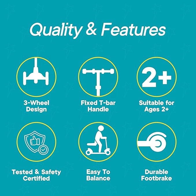 3 Wheel Scooter for Kids, Smooth Light Up LED Front Wheels, Wide Anti Slip Deck, Rear Foot Brake, Easy Lean to Steer Maneuvering, Indoor & Outdoor Ride On Toys for Ages 2 Up,