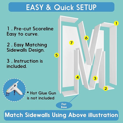 3FT Tall Mosaic Balloon Frame Letters Big Marquee Light Up Letters DIY Kit for Birthday Party Wedding Backdrop Decor Letter M Pre-Cut Foam Board