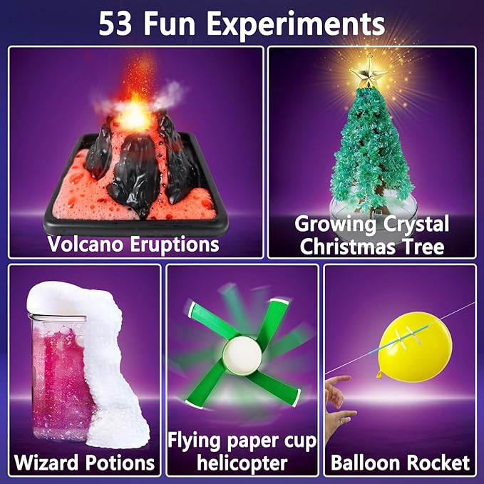 UNGLINGA 53 Experiments Science Kits for Kids Boys Girls, Gift Ideas for Birthday Christmas, Chemistry Physics Set, STEM Activities Learning Educational Scientist Toys