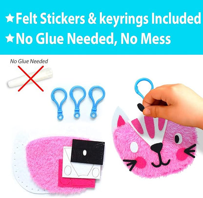 KRAFUN My First Sewing Animal for Kids, Beginner Art & Craft, 5 Easy Activities Stuffed Animal Dolls, Keyring Charms, Instructions & Felt Materials for Learn to Sew, Embroidery