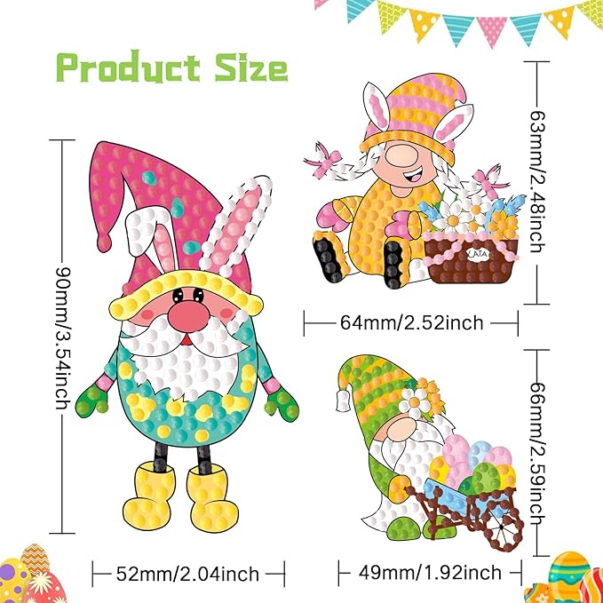 Junrife Easter Diamond Craft Kits Stickers for Kids,Gem Kids' Paint by Number Kits Mosaic Sticker - Best Gifts for Girls Ages 8-12 Easy for Kids Adult Beginners