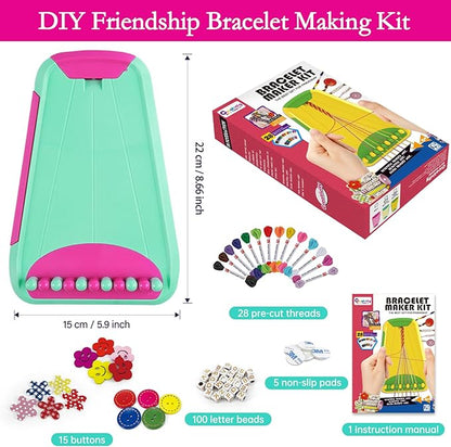 Rdfmy Friendship Bracelet Making Kit for Girls, Arts and Crafts Bracelets String Maker Kit for Kids Ages 8-12 Christmas Birthday Gifts Green