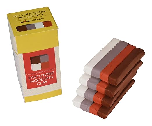 School Smart Modeling Clay for School and Home Use, Permanently Soft Design, 5 Pounds, Assorted Earthtone Colors