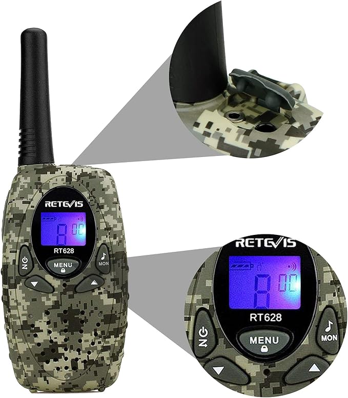 Retevis RT628 Kids Walkie Talkies,Army Toys for 6-12 Year Old Boys Girls,FRS Walky Talky with Key Lock,Gift for Outdoor Adventure Camping Hunt Trip(2 Pack,Camo)