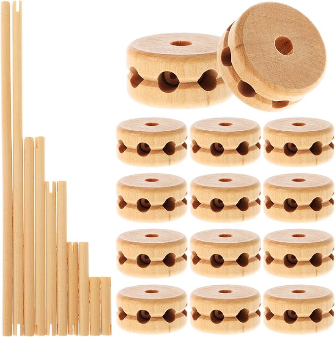 Gadpiparty 60pcs DIY Wooden Building Blocks Toy Different Sized DIY Craft Wooden Splicing Blocks Playthings Stacking Blocks Toys