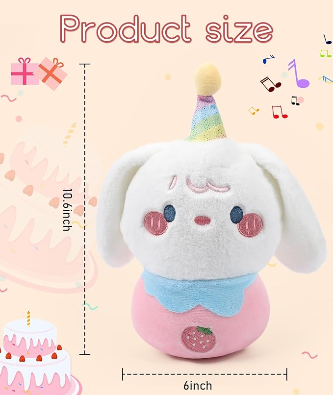 Birthday Plush Toy Stuffed Dog - Adorable Birthday Cake Stuffed Animal, Cute Sweetheart Dog with Glowing Candle, Party Decorations, Kids' Gifts, 11 Inch