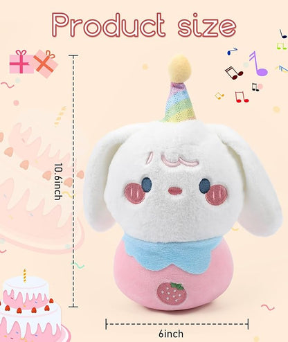 Birthday Plush Toy Stuffed Dog - Adorable Birthday Cake Stuffed Animal, Cute Sweetheart Dog with Glowing Candle, Party Decorations, Kids' Gifts, 11 Inch