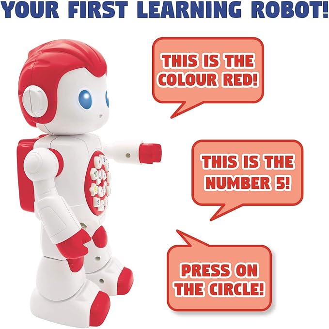 LEXiBOOK Powerman First Smart Interactive Toy Learning Robot Toy for Kids Dancing Plays Music Quiz Numbers Shapes Colors Boy Girl Robot Junior Red/White - ROB15EN