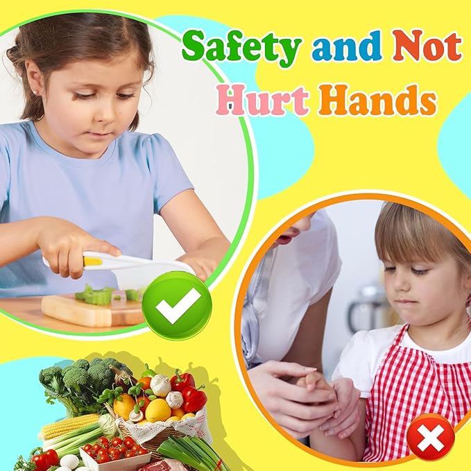 29PCS Kitchen Tools for Toddlers Kids Cooking Sets Safe Knife Set for Real Cooking Include Toddler Knives Cutting Board Bear Sandwich Cutter Fruit Crinkle Cutter Peeler Gloves Fruit Forks for Birthday