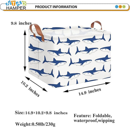 NTAOHAMPER Rectangular Storage Basket,Collapsible Gift Basket with Handles,Kids Toys/Books Box,Room Decor(Shark)