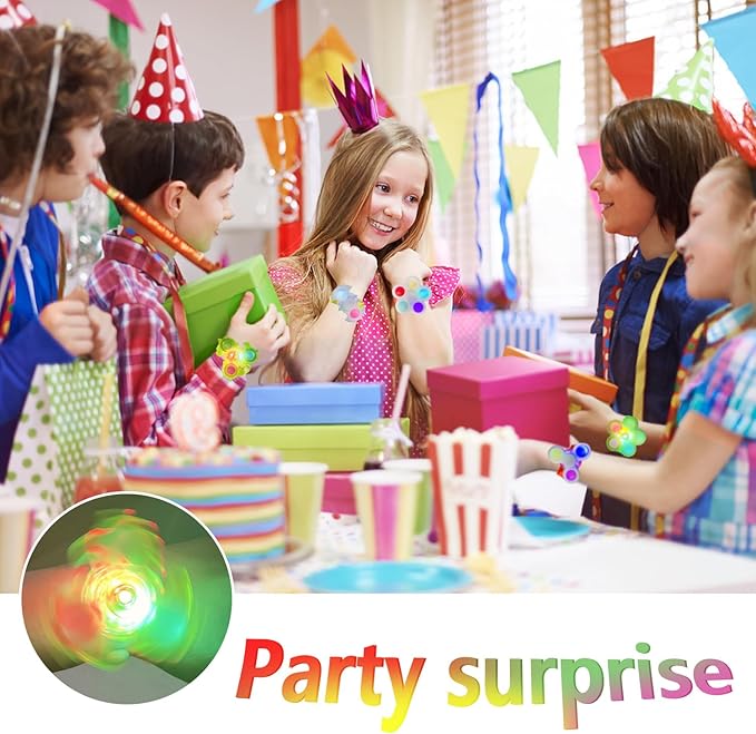 25Pack LED Light Up Fidget Spinner Bracelets, Glow in The Dark Party Favors for Kids 4-8-12, Carnival Prizes, Birthday Return Gifts, Goodie Bag Stuffers